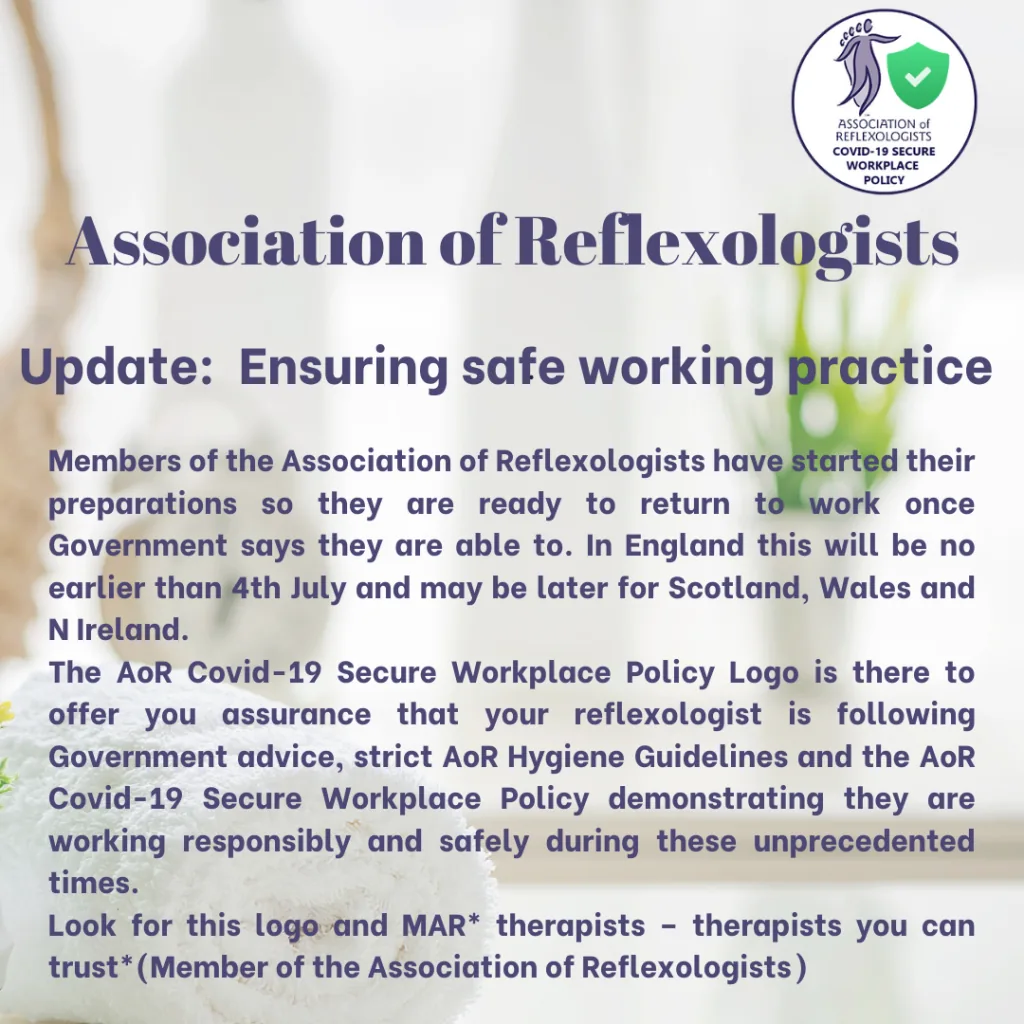 Association of Reflexologists update poster, 11 June 2020